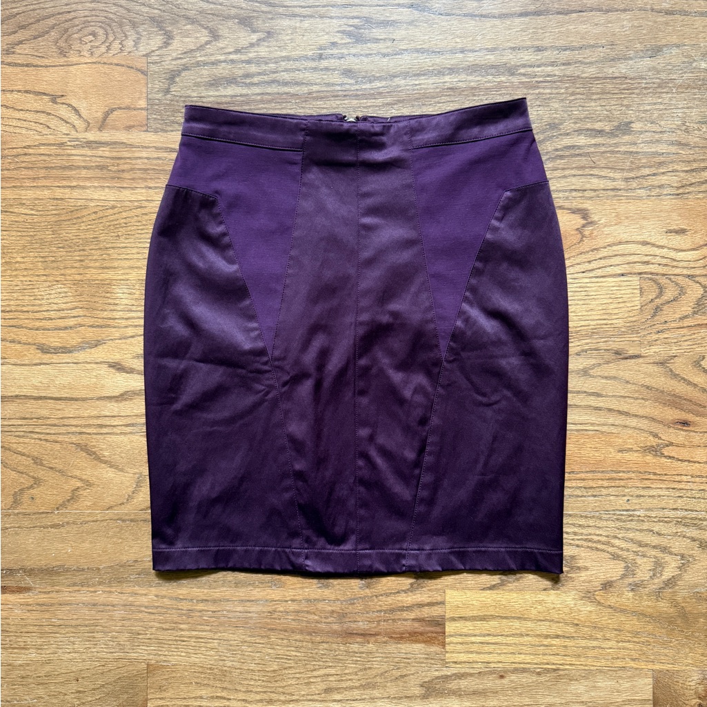 Silence + Noise Silky & Sleek Plum Purple Skirt With Contouring Darts, Size 6